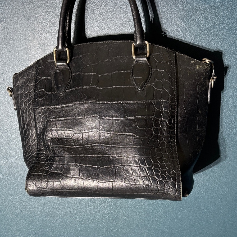 MCM Black Croc-Embossed Tote - Picture 5 of 10